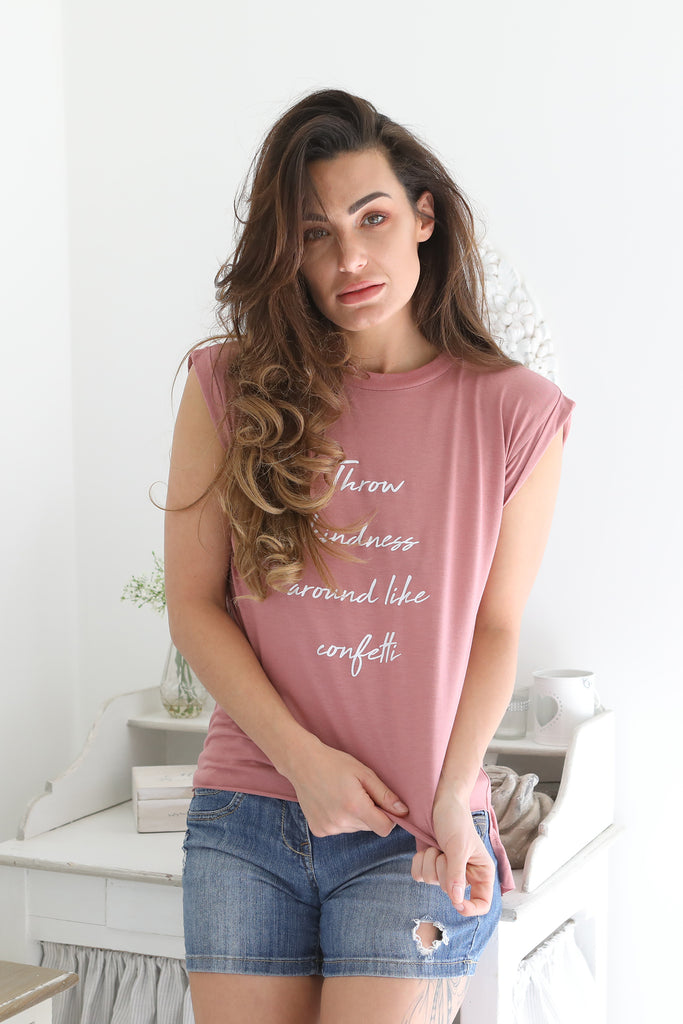 Throw Kindness Rolled Sleeve T-Shirt - Forever Chic